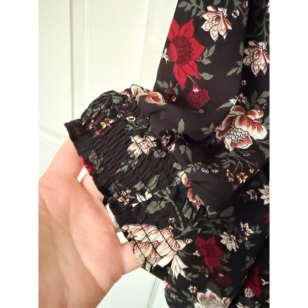 Ophelia Roe Black Floral Long Sleeve Dress - Size XL - Picture 2 of 6